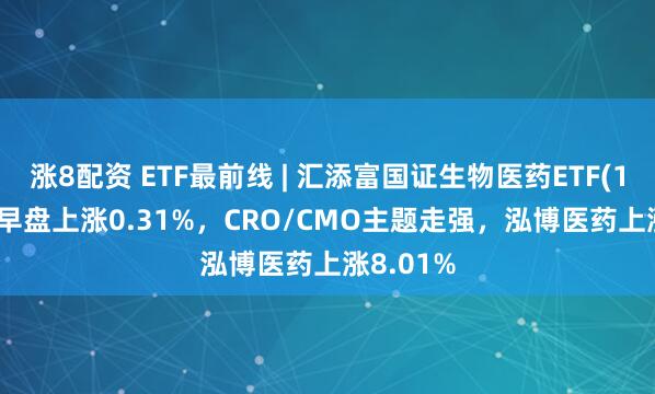 涨8配资 ETF最前线 | 汇添富国证生物医药ETF(159839)早盘上涨0.31%，CRO/CMO主题走强，泓博医药上涨8.01%